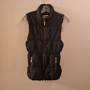 Michael Michael Kors Vest Women's Medium Navy Blue Faux Leather Accents Fitted